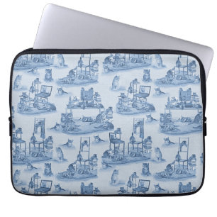 Funda Para Portátil Trabajar desde casa con mis gatos de dos tonos Del