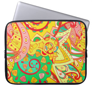 Funda Para Portátil Tracería sin fisuras. Diseño de Mehndi. Coco étnic