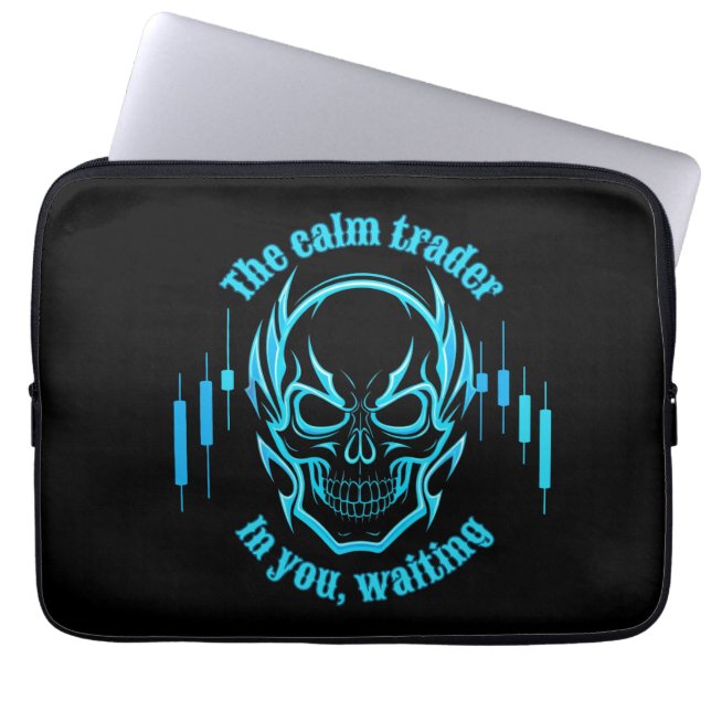 Funda Para Portátil Trade Motivation | Skull | Calm Trader (Frente)