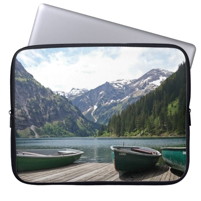 Funda Para Portátil Tranquilo lago alpino y fotos de barcos (Frente)