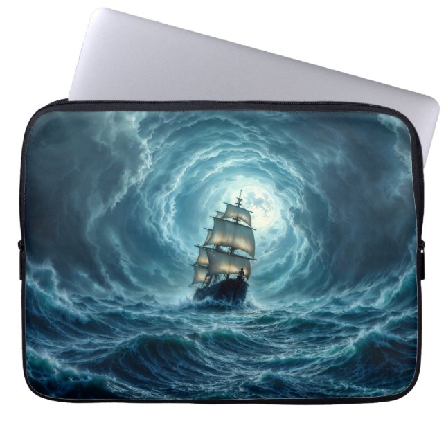 Funda Para Portátil Trayecto del galeón de tormenta de tempestad oceán (Frente)