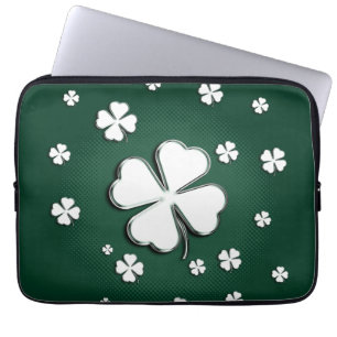Funda Para Portátil Tréboles blancos en la manga verde del ordenador