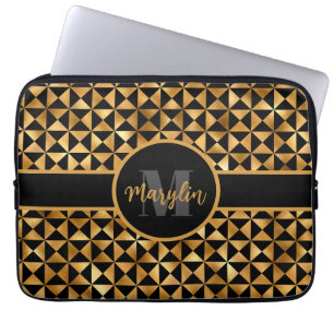 FUNDA PARA PORTÁTIL TRENDALIDAD NEGRA Y ORO ELEGANTE