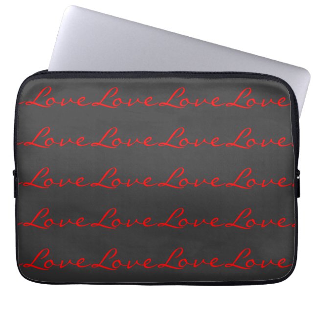 Funda Para Portátil Trendy Calligraphy Grey Red Love Boda (Frente)