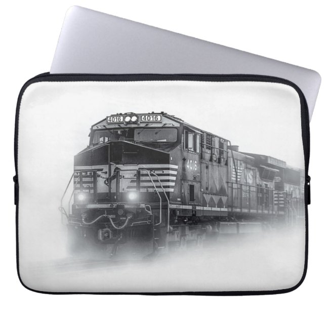 Funda Para Portátil Trenes en blanco y negro (Frente)