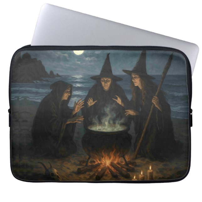 Funda Para Portátil Tres brujas producen Cauldron Full Moon Beach (Frente)