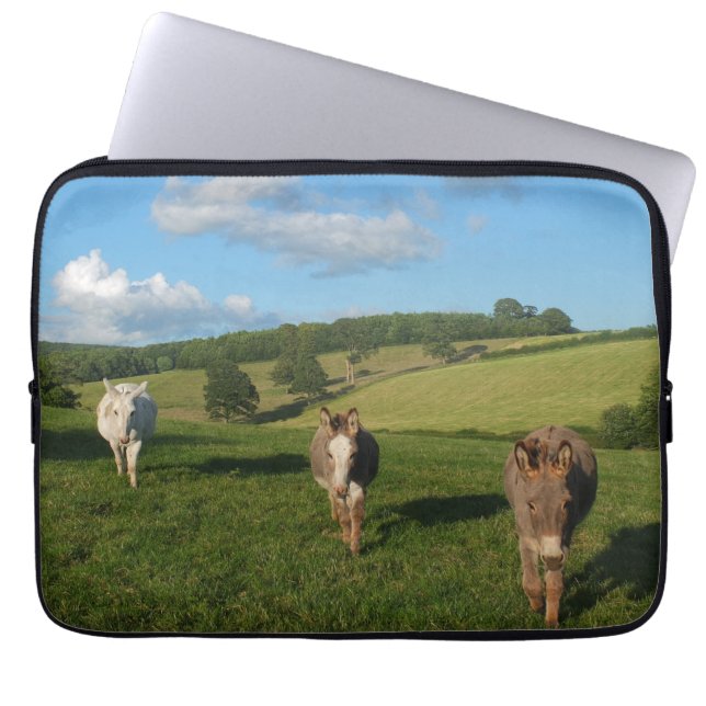 Funda Para Portátil Tres burros en una foto de campo (Frente)