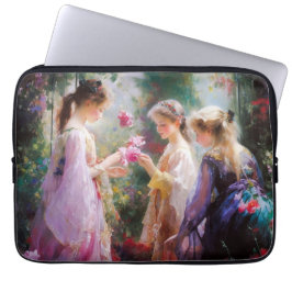Funda Para Portátil Tres chicas jugando en el jardín