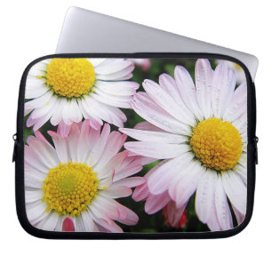 Funda Para Portátil Tres margaritas rosas y blancas