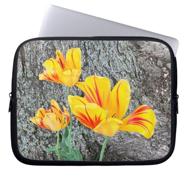 Funda Para Portátil Tres Tulipanes Amarillos Secuencia / (Frente)