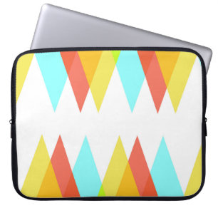 Funda Para Portátil Triángulos amarillos, rojos y azules cadetes