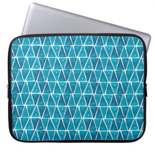 Funda Para Portátil Triángulos azul abstracto de color de agua sin cos