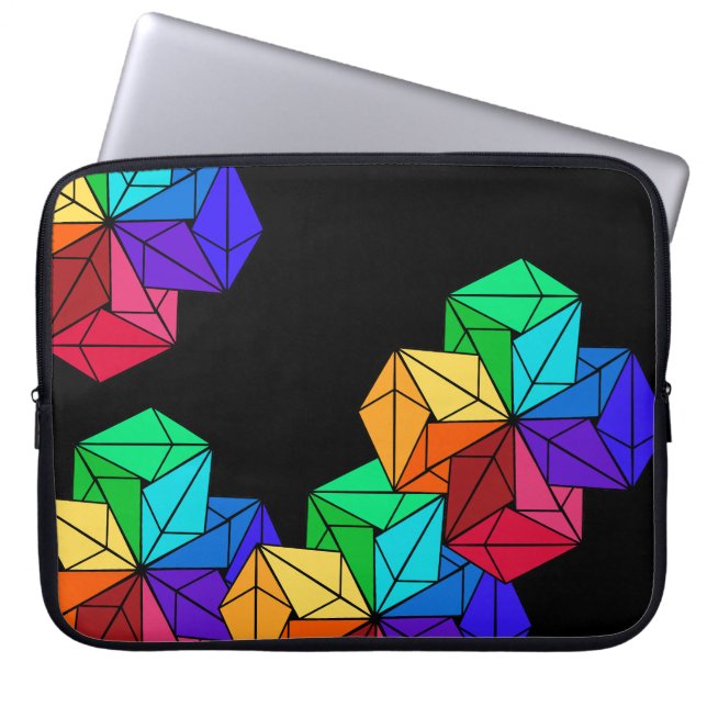 Funda Para Portátil Triángulos de cubo aleatorio de arco iris brillant (Frente)
