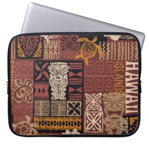 Funda Para Portátil Tribal hawaiana: Parchwork de tela vintage