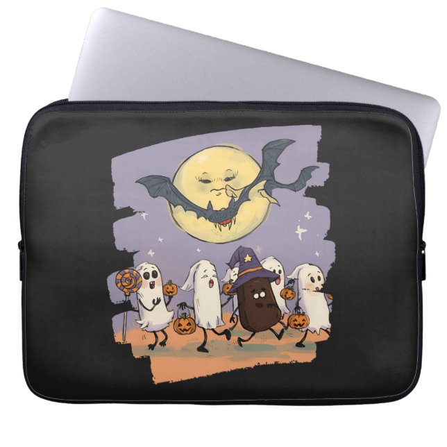 Funda Para Portátil Trick o trato a niños fantasmas bajo una luna llen (Frente)