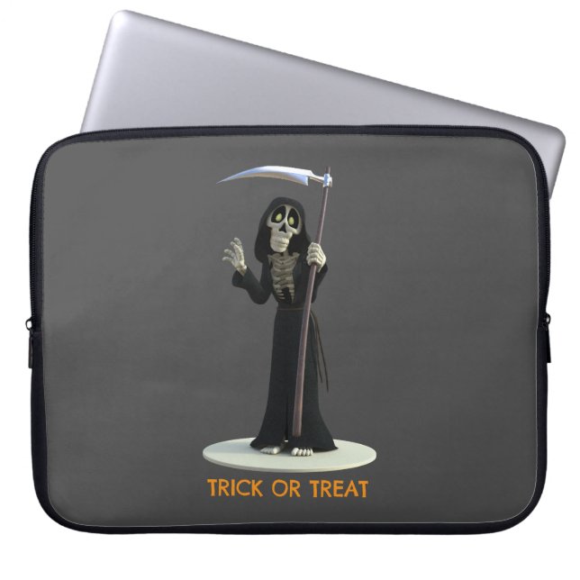 Funda Para Portátil Trick or Treat. Cartoon Grim Reaper (Frente)