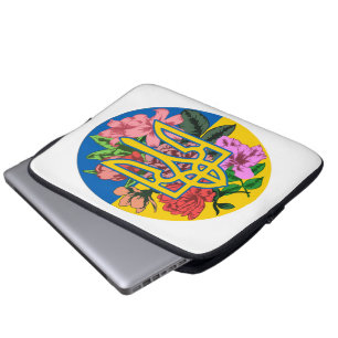 Funda Para Portátil Tridente ucraniano y bandera de Ucrania con flores