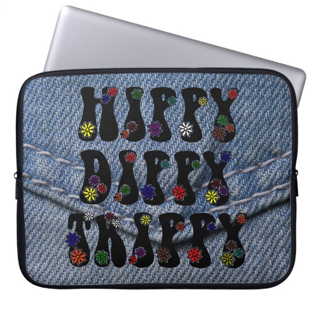 Funda Para Portátil Trippy Dippy del hippy retro 60s (Frente)