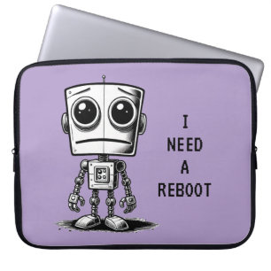 Funda Para Portátil Triste Robot - Necesito Reiniciar