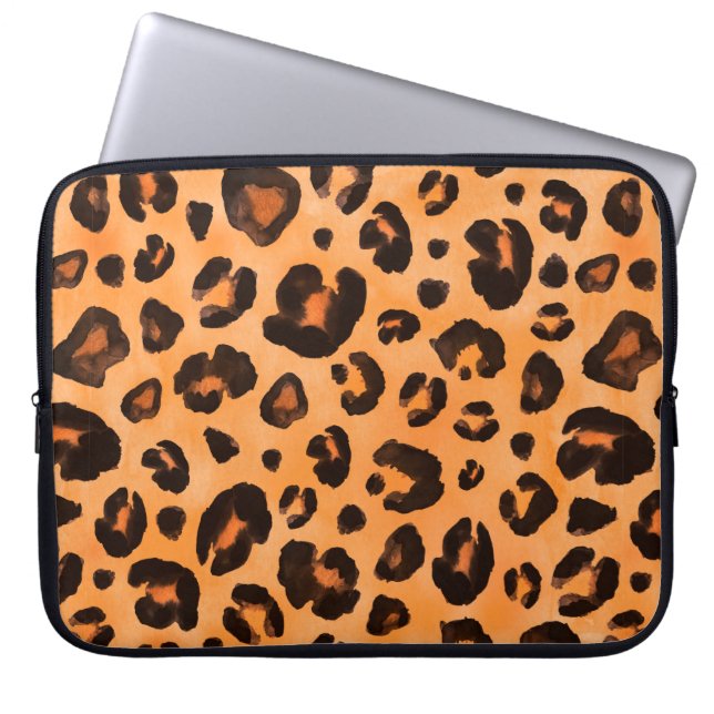 Funda Para Portátil Tronco inmaculado de leopardo amarillo naranja mar (Frente)