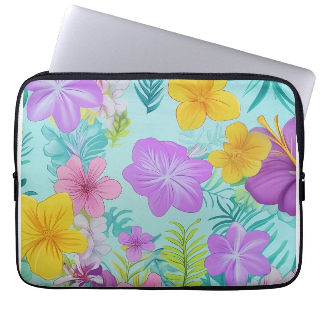 Funda Para Portátil Tropical Summer Floral Pattern - Bright Hibiscus  (Frente)