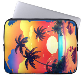 Funda Para Portátil "TROPICAL SUNRISE AT THE BEACH", POR Babe Monet Ar