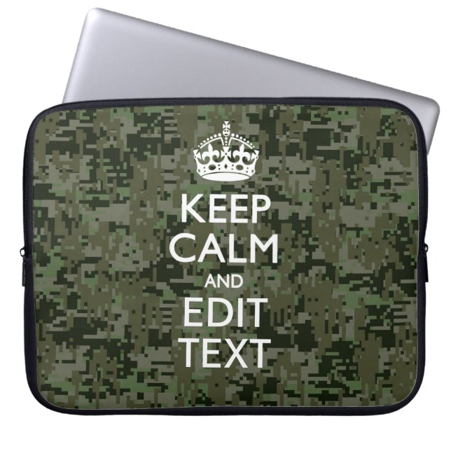 Funda Para Portátil Tu Camuflaje Digital de Texto Woodland Mantén La C (Frente)