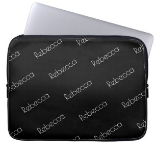 Funda Para Portátil Tu nombre   Moderno tipeface blanco sobre negro