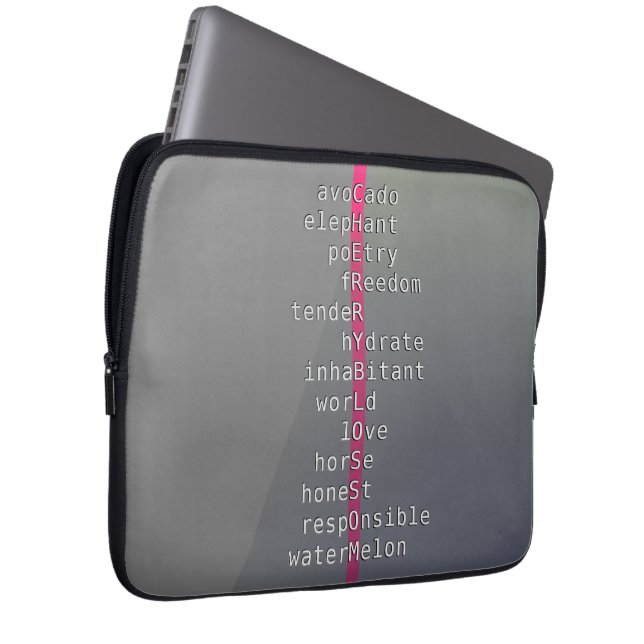 Funda Para Portátil ¿Tu nombre o mensaje con crucigramas? Gris (Anverso derecho)