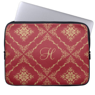 Funda Para Portátil Tudor inicial de encargo inspiró el oro y el rojo