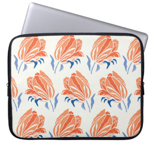 Funda Para Portátil Tulipán barroco: Linocut de venado botánico