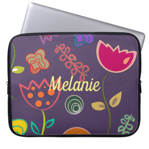 Funda Para Portátil Tulipán divertido patrón púrpura personalizado