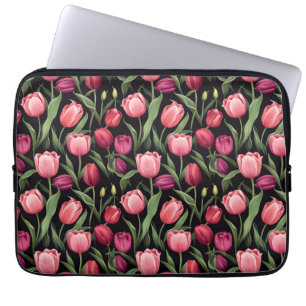 Funda Para Portátil Tulipán floral rosa y roja
