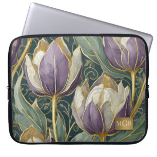 Funda Para Portátil Tulipán Morado Polvoriento Soñado - Monograma Botá