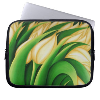Funda Para Portátil Tulipanes Amarillos Iluminados Estilizados