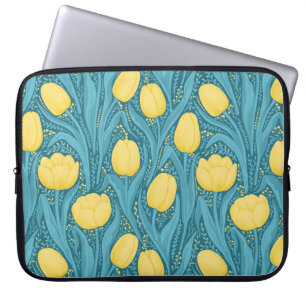 Funda Para Portátil Tulipanes azules y amarillos