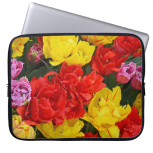 Funda Para Portátil Tulipanes de primavera rojos y amarillos