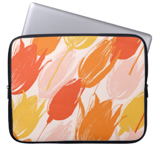 Funda Para Portátil Tulipanes diagonales: Diseño de color claro.