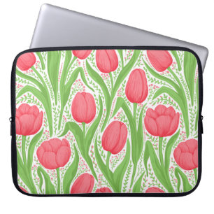 Funda Para Portátil Tulipanes en rojo y verde