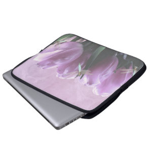 Funda Para Portátil Tulipanes Púrpura Aqua Dragonflies Neoprene Sleeve