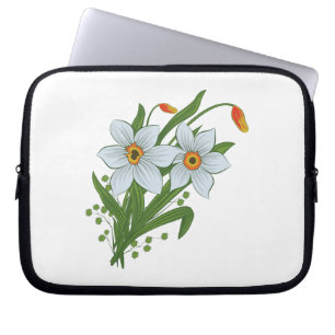 Funda Para Portátil Tulipanes y Flores de Narcisos