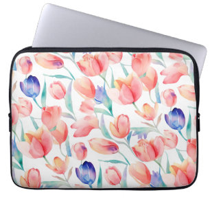Funda Para Portátil Tulipano de color de agua Tulips Patrón de gargant