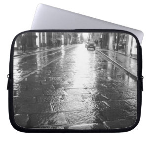 Funda Para Portátil Turín Italia, calle mojada de noche