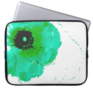 Funda Para Portátil turquesa vibrante y ranunculus blanco