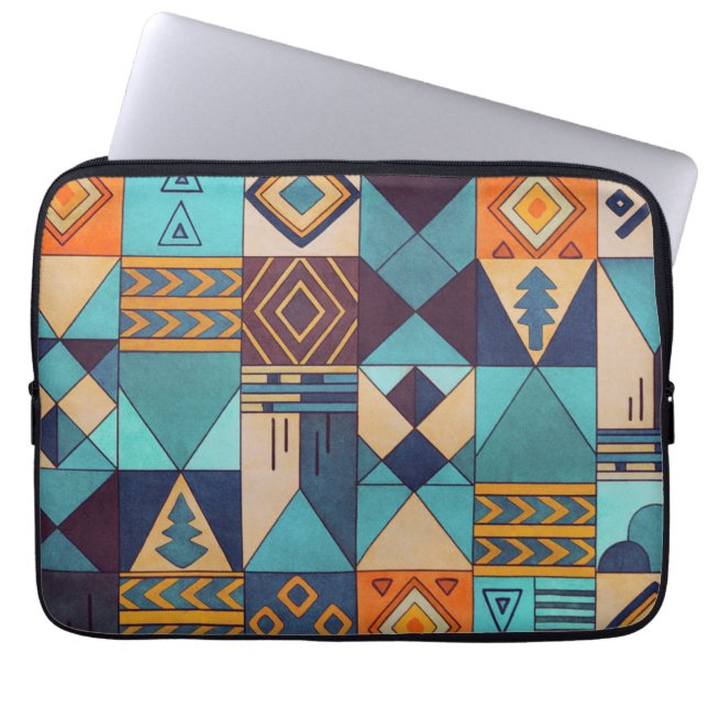 Funda Para Portátil Turquoise & Orange Patchwork Tote (Frente)