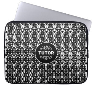 Funda Para Portátil Tutor sobre patrón abstracto elegante en blanco y