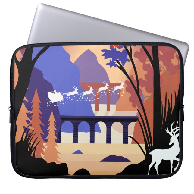 Funda Para Portátil Twilight Forest Christmas Santa Sleigh (Frente)