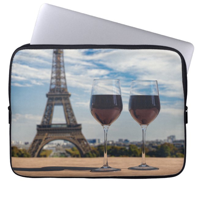 Funda Para Portátil Two glasses of wine with Eiffel tower (Frente)
