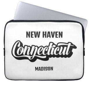 Funda Para Portátil Ubicación y nombre personalizados Connecticut