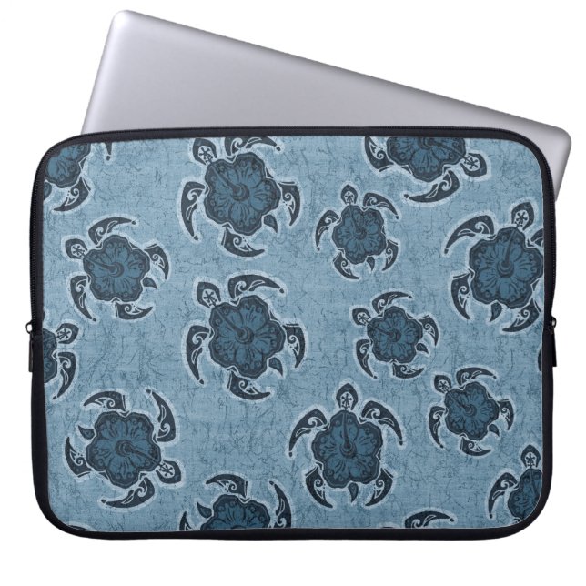 Funda Para Portátil Uhane Honu Hibiscus Batik traje húmedo de tortuga  (Frente)